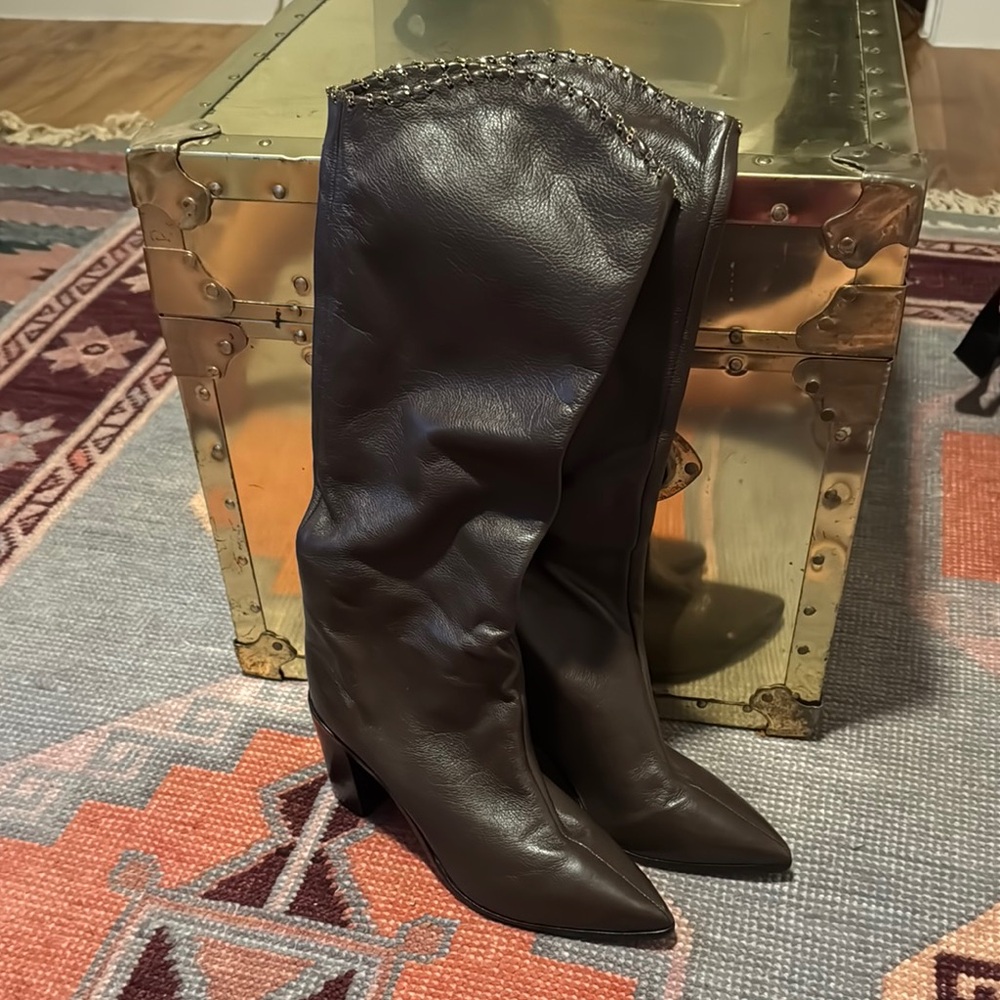 SCHUTZ Brown Heeled Boots Classic Knee-High